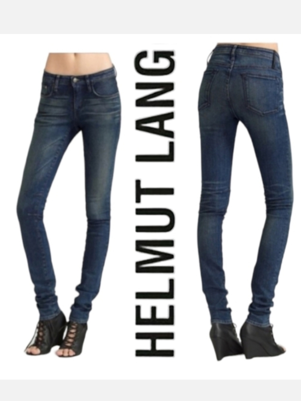 Helmet Lang Neo Vintage Blue Jeans Extra Long Super Skinny Sz 27 - Picture 1 of 15